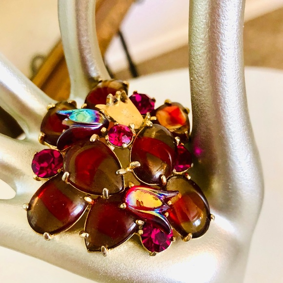 Rare Vintage Signed Schiaparelli Givre Glass Brooch - Picture 4 of 14